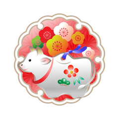 牛の土鈴と雪輪