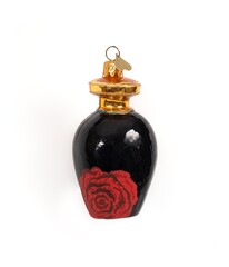 Christmas toys in the form of a bottle of perfume isolated on white background