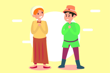  Thanksgiving celebration concept: Kids praying together while standing to celebrate Thanksgiving