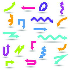 Set Color Collection Shadows Different Arrows Elements Vector Design Style