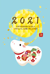 2021年　丑年の年賀状背景素材
