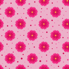 This is a seamless pattern of flowers on a pink background. Cute wrapping paper.