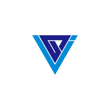 abstract triangle letter gv geometric line logo vector