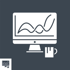Web Analytics Related Vector Glyph Icon. Isolated on Black Background. Vector Illustration.