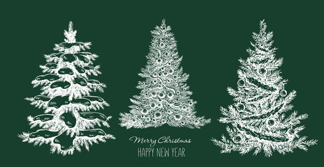 Christmas tree hand drawn illustration	

