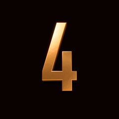 Obraz premium Gold font number 4 isolated on black