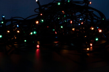 Background of different lights of the Christmas garland.