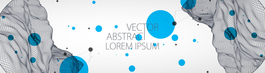 Modern science or technology elements. Trendy abstract background. Cyberspace surface illustration. Vector.