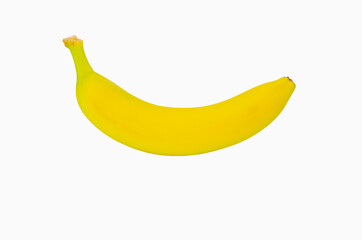 Banana, one ripe yellow fruit isolated on white background
