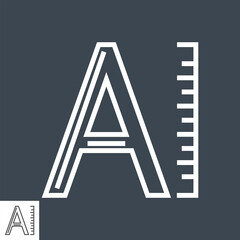 Font Thin Line Vector Icon Isolated on the Black Background.