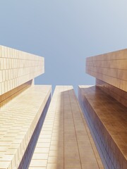 Fototapeta premium Skyscraper, tower,modern building -3D render.Architectural construction against the blue sky.Simple, stylish, popular architectural illustration for advertising, business, presentations, wallpapers. 