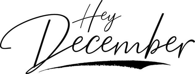 Hey December Typography Black Color Text 
on White Background