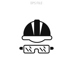 Construction helmet icon for your website, logo, app, UI, product print. Construction helmet concept flat Silhouette vector illustration icon