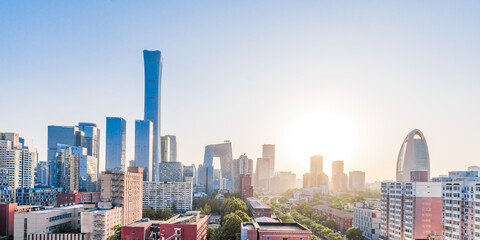 Fototapeta na wymiar Sunny scenery of CBD buildings in Beijing, China