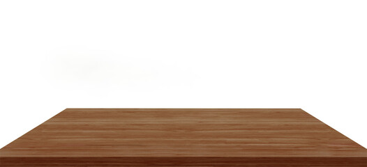 Perspective view of wood or wooden table corner isolated on white background including clipping path
