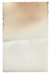 Old vintage texture retro paper with burned edges, stains and scratches background