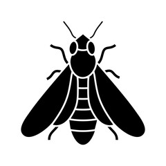 Dessin vectorielle - Silhouette d’une abeille noire sur un fond blanc.