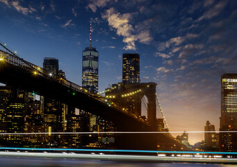 Fototapeta na wymiar Beautiful Brooklyn Bridge from New York City Manhattan midtown seen at sunset U.S.