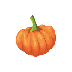 Orange pumpkin vector icon. Symbol of Halloween, Thanksgiving Day. Isolated vegetable on a white background. Cartoon style.
