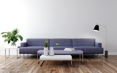 Large luxury modern minimal bright interiors room mockup illustration 3D rendering