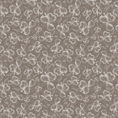 Seamless botanical floral beige pattern with orchids