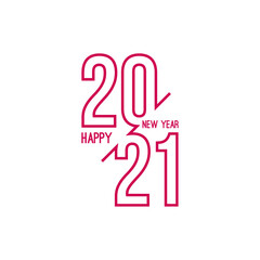 Happy new year 2021 template text design. Vector banner for flyer, brochure, booklet, greeting card.