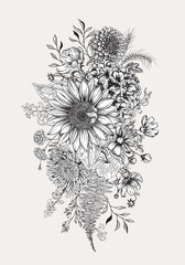 Autumn bouquet of flowers. Teacher's day. Vector illustration.
