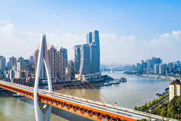China's high-rise buildings and Dongshuimen Bridge in Chongqing, China © Govan