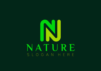 Letter N Nature Logo Design Vector Illustration Template