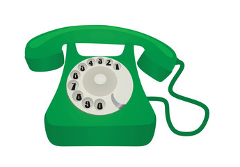 Green retro phone. vector illustration