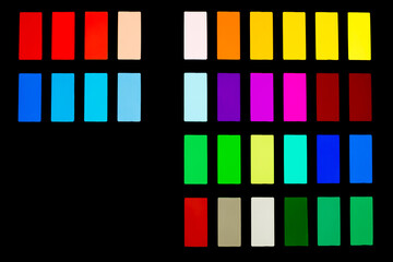 rainbow color palette samples on black background