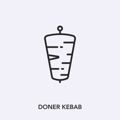 doner kebab icon vector. Linear style sign for mobile concept and web design. doner kebab symbol illustration. Pixel vector graphics - Vector.