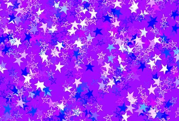 Light Pink, Blue vector pattern with christmas stars.