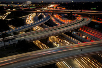 Fototapeta na wymiar Blurred traffic during evening rush hour