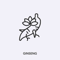 ginseng icon vector. Linear style sign for mobile concept and web design. ginseng symbol illustration. Pixel vector graphics - Vector.	