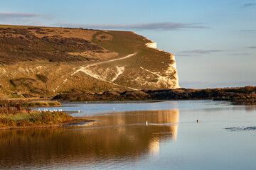 Fototapeta premium Haven Brow, one of the Seven Sisters Cliffs, with Evening Light