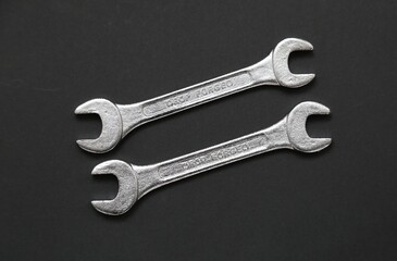 A closeup view of two spanners made of forged steel.