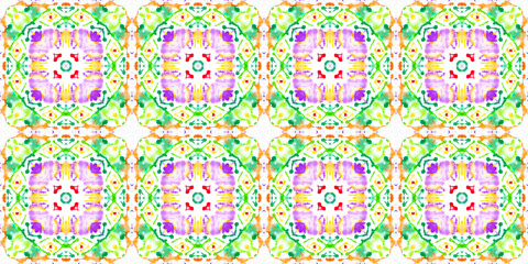 Seamless Watercolor Spanish Porcelain. 