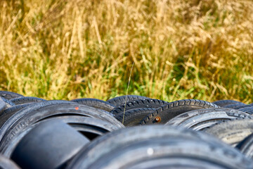 a pile of used rubber on the ground