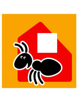 Fast delivery. Cheerful ant as a courier. Vector image for logo and illustrations.