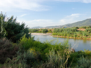 Fototapeta na wymiar River Llobregat approaching the Mediterranean Sea