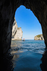 Fototapeta na wymiar View of the sea from a cavity in Capri