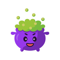 Isolated witch pot kawaii. Halloween icon - Vector