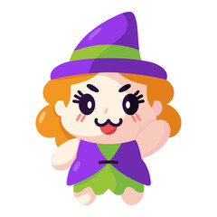 Isolated witch cartoon kawaii. Halloween icon - Vector