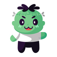 Isolated cute frankenstein kawaii. Halloween icon - Vector