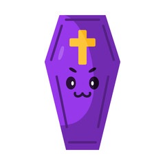 Obraz premium Isolated coffin cartoon kawaii. Halloween icon - Vector