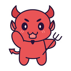 Isolated little devil kawaii. Halloween icon - Vector