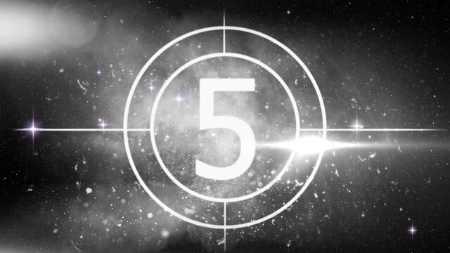 Countdown from ten to one against space in background