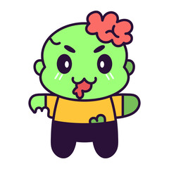 Isolated cute zombie kawaii. Halloween icon - Vector