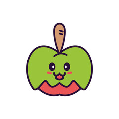 Isolated cute pumpkin kawaii. Halloween icon - Vector